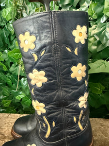supergave vintage blokhak flower boots van Sendra maat 39