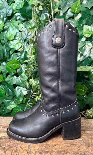 supergave vintage blokhak laars van Sendra maat 37