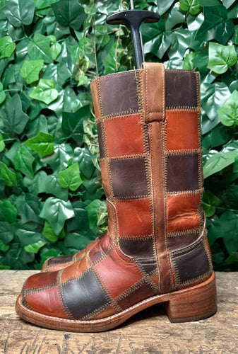supergave vintage patchwork Sendra laars maat 39