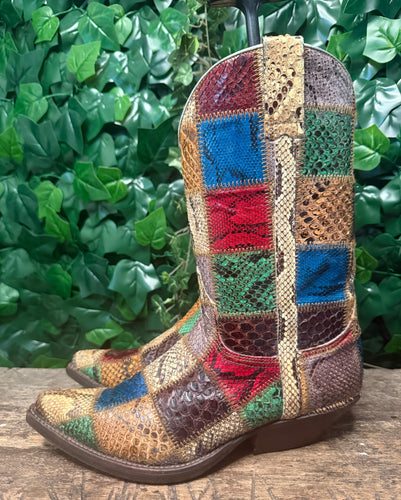 geweldig mooie vintage patchwork laars van Sendra maat 40