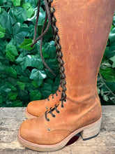 Afbeelding in Gallery-weergave laden, prachtige vintage zadelleer rijglaarzen van Sendra maat 37