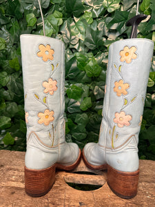 super mooie vintage blokhak flower laars van Sendra maat 37