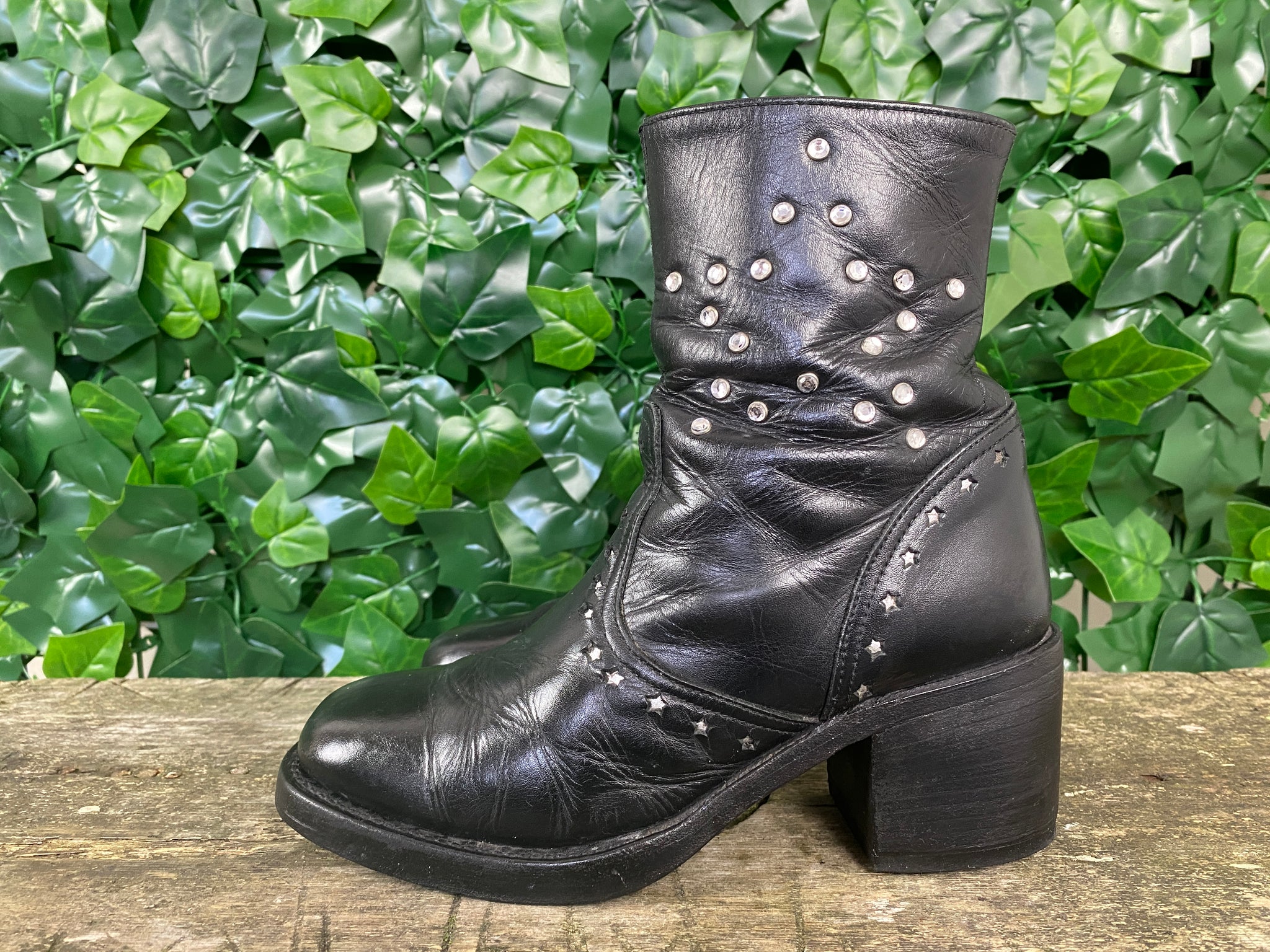 vintage retro blokhak laarzen van Sendra maat 38 UK 5